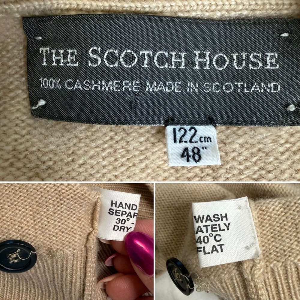 The Scotch House 100% Cashmere Cardigan Camel Scotland Made Heritage Luxury XL - Picture 6 of 11